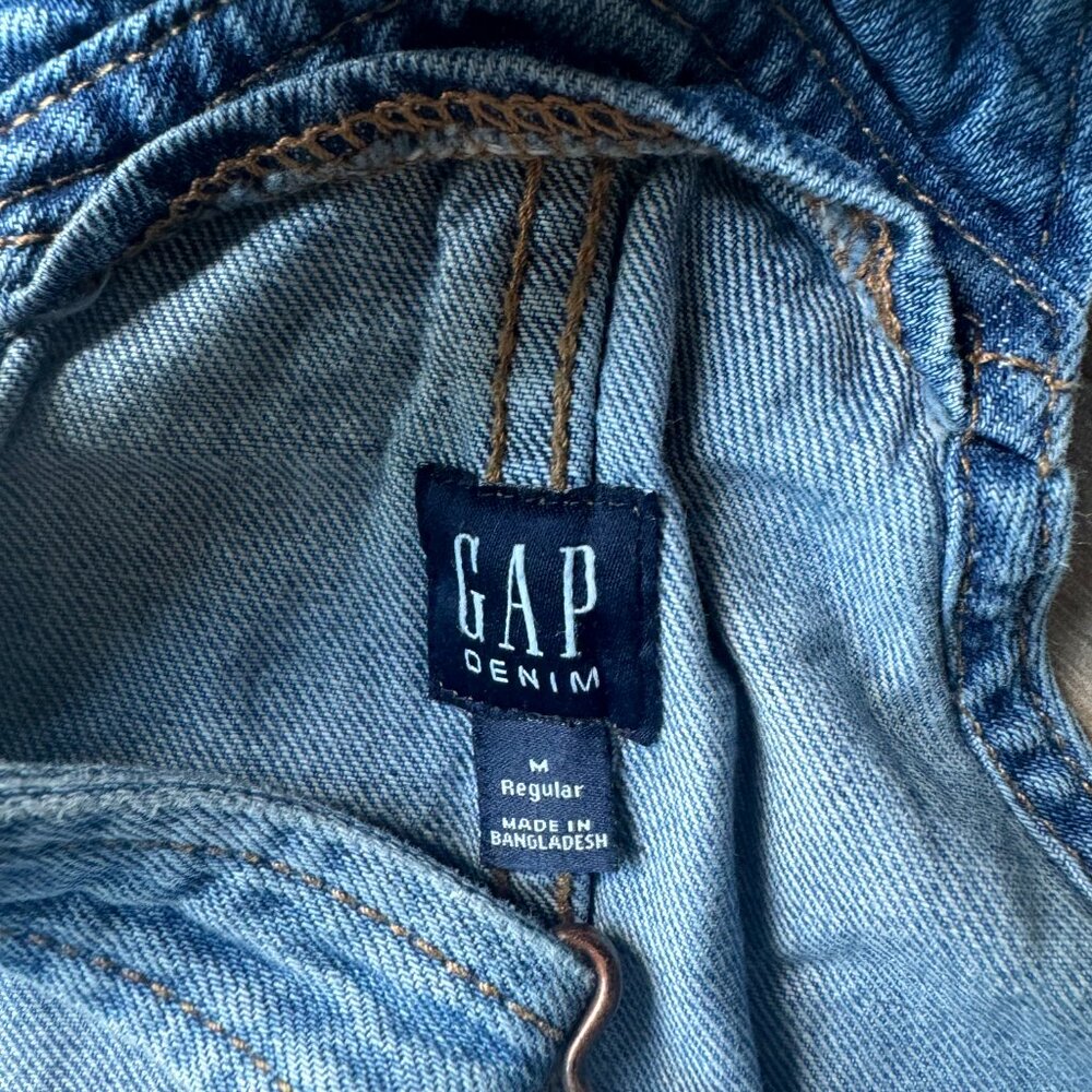 GAP Denim Button-Up Overall Dress, Kids Size Medium - Picture 2 of 5